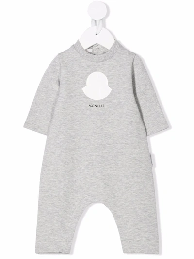 Moncler Babies' Logo-print Cotton Pyjamas In Grey