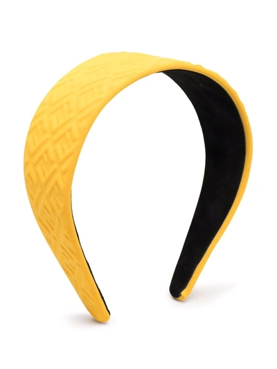 Fendi Ff Logo-embossed Headband In 黄色