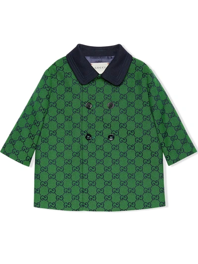 Gucci Babies' Gg Supreme Canvas Coat In Green