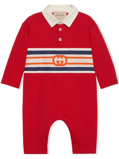 Gucci Babies' Interlocking G Romper In Red