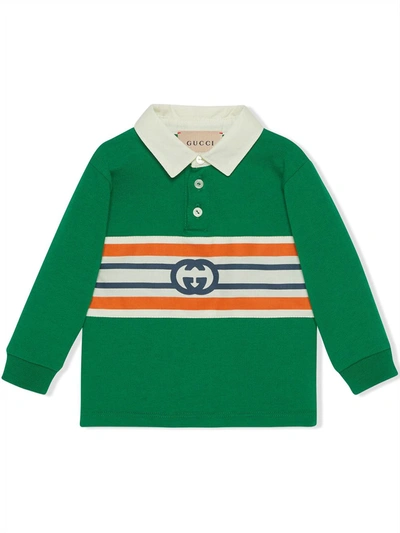 Gucci Babies' Interlocking G Polo Shirt In Green
