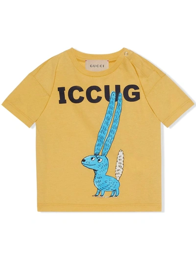 Gucci Babies' X Freya Hartas 短袖t恤 In Yellow