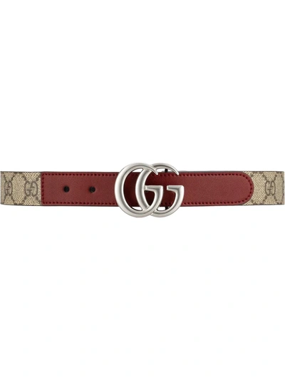 Gucci Gg Logo-plaque Belt In Red