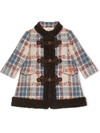 GUCCI CHECKED TOGGLE-FASTENING COAT