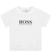 HUGO BOSS WHITE T-SHIRT FOR BABY BOY WITH LOGO,J05P07 10B