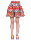 Dolce & Gabbana Gathered Printed Cotton-poplin Mini Skirt In Rosso