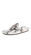 Tory Burch Miller Cloud Embossed Leather Thong Sandals In White/roccia