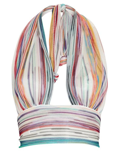 Missoni Halter Neck Knit Crop Top In Multicolor