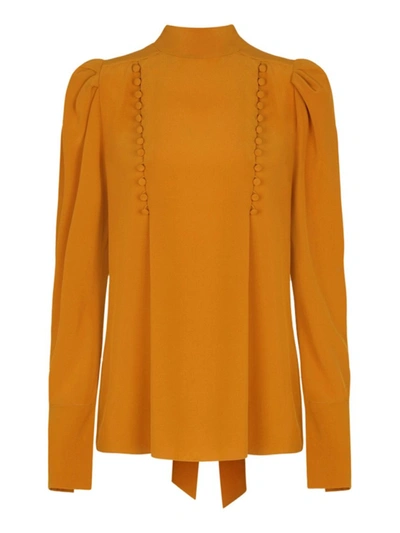 Givenchy Silk Orange Pussy Bow Blouse