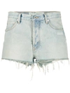 OFF-WHITE BLEACHED DENIM SHORTS,6E599AFF-5CDA-536F-4F19-EAB68BEC2D48