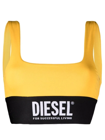 Diesel Square-neck Bralette In Yellow