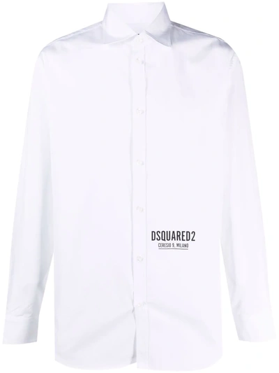 Dsquared2 Logo-print Long-sleeve Shirt In White