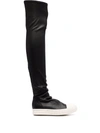 Rick Owens Black Knee-high Sneakers With Platform In Leather Woman In Black