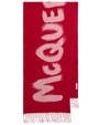 Alexander Mcqueen Graffiti Logo Wool Scarf In Lacquer/pink