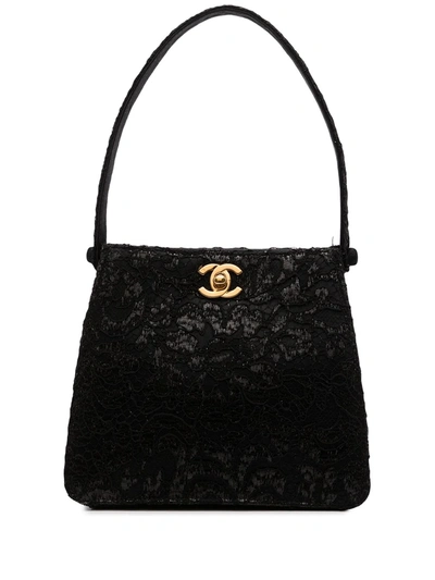 Pre-owned Chanel 1998 Cc Turn-lock Sequinned Handbag In Black