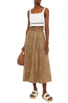 ZIMMERMANN EMPIRE LEOPARD-PRINT LINEN MIDI SKIRT,3074457345626471172