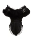 SAINT LAURENT SAINT LAURENT FEATHER TRIM LACE BODYSUIT