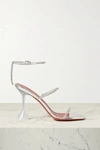 Amina Muaddi Gilda Glass Crystal-embellished Pvc And Leather Sandals In White