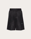 Valentino Black Nylon Garden Bermuda Shorts In Black/white
