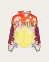 Valentino Flying Flowers Zipped Hooded Jacket In Yellow/multicolor
