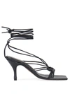 Andrea Wazen Mandaloun 85 Knotted-ties Leather Sandals In Black