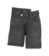 Agolde Black Denim Criss Cross Upsized Shorts In Black