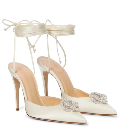 Magda Butrym Crystal-embellished Satin Pumps In White