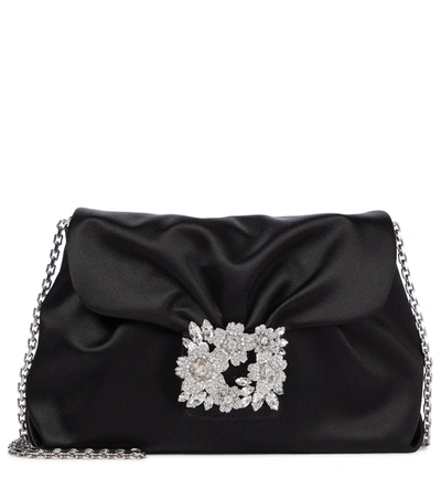 Roger Vivier Rv Bouquet Satin Shoulder Bag In Black