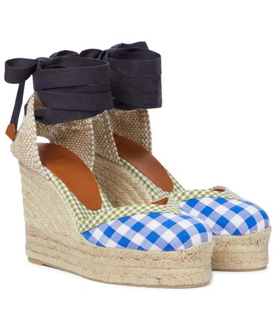 Castaã±er Cosmos Gingham Espadrille Wedges In Blue