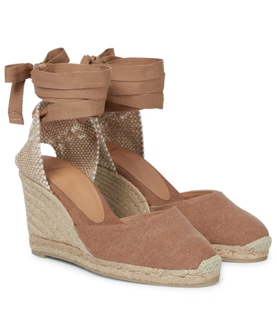 Castaã±er Carina Canvas Espadrille Wedges In Brown