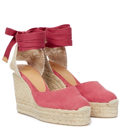 Castaã±er Carina Canvas Espadrille Wedges In Pink