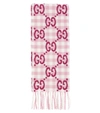 Gucci Gg Logo Wool Blend Scarf In Pink