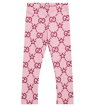 Gucci Kids' Gg Printed Stretch-jersey Leggings In Pink