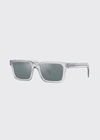 Prada Men's Rectangle Transparent Acetate Sunglasses In Dark Grey