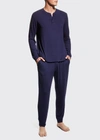 Eberjey Henry Long-sleeved Stretch-jersey Pyjama Set In True Navy