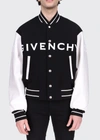 Givenchy Navy Blue And White Bomber Jacket In Wool And Leather In Black White
