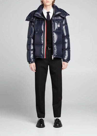 Moncler Men's Montbeliard Shiny Nylon Jacket In Navy