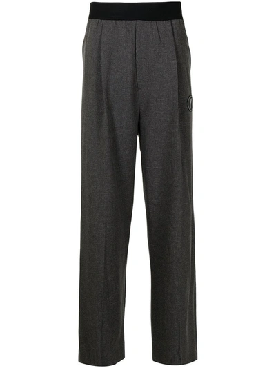 We11 Done Elasticated Wide-leg Trousers In Charcoal