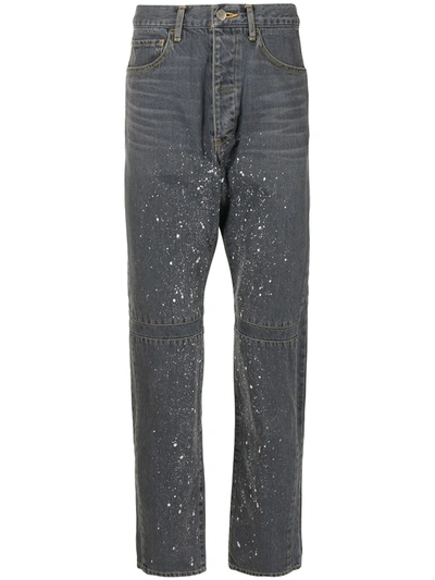 Facetasm Painterly-print Straight-leg Jeans In Grau