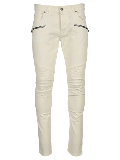 Balmain Slim-leg Biker Jeans In White
