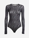 FENDI BODYSUIT IN TULLE WITH ALL-OVER FISH-EYE MOTIF,FS7828 AFLYF0GME