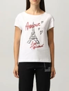 LOVE MOSCHINO T-SHIRT LOVE MOSCHINO COTTON T-SHIRT WITH EIFFEL TOWER PRINT,W4F302ME2264 A00