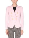 Balmain 6-button Wool Double-breasted Blazer In Pink