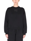 Alexander Wang T Essential Terry Crew Sweatshirt W/ Puff Paint Logo In Black