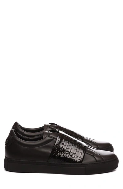 Givenchy Urban Street Smooth And Croc-effect Leather Slip-on Sneakers In Black