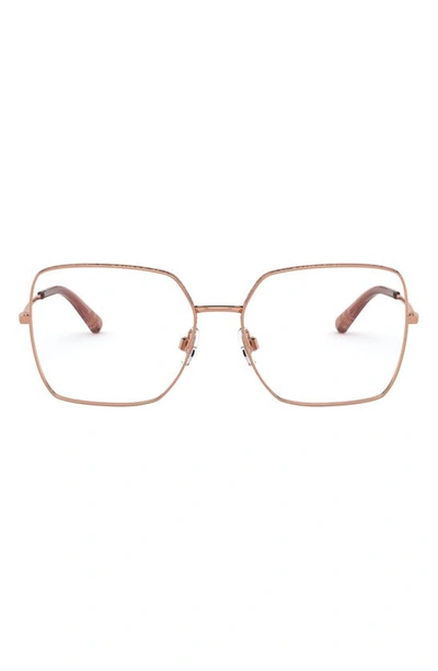 Dolce & Gabbana 54mm Square Optical Glasses In Pink Gold