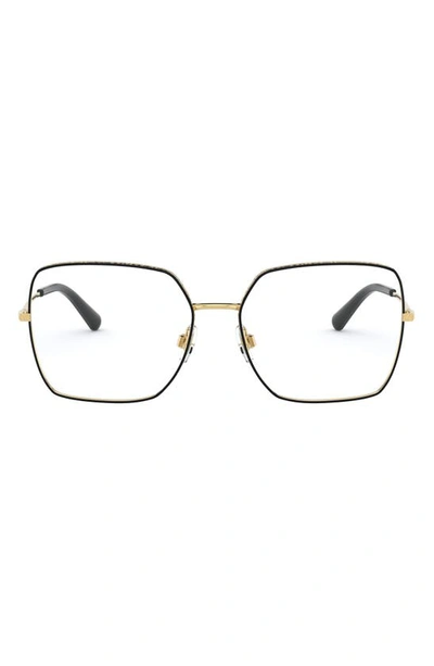Dolce & Gabbana 54mm Square Optical Glasses In Gold Black