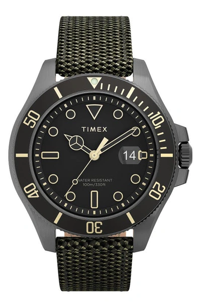 Timexr Timex® Harborside Coast Textile Strap Watch, 43mm In Gunmetal