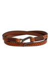 Caputo & Co Embossed Leather Wrap Bracelet In Tan