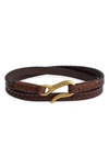 Caputo & Co Embossed Leather Wrap Bracelet In Dark Brown
